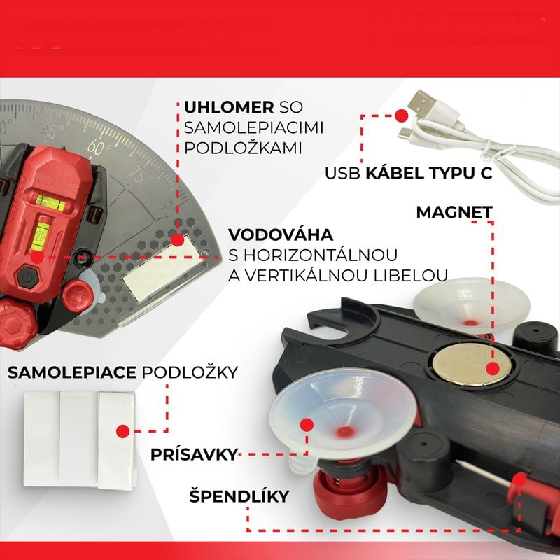 Casa si Gradina - Constructii - Scule electrice si accesorii - Aparate de masura - Nivela laser verde 20 m, acumulator Li-Ion cu incarcare USB, linie verticala/orizontala, IP54, goniometru inclus - Infinity.ro