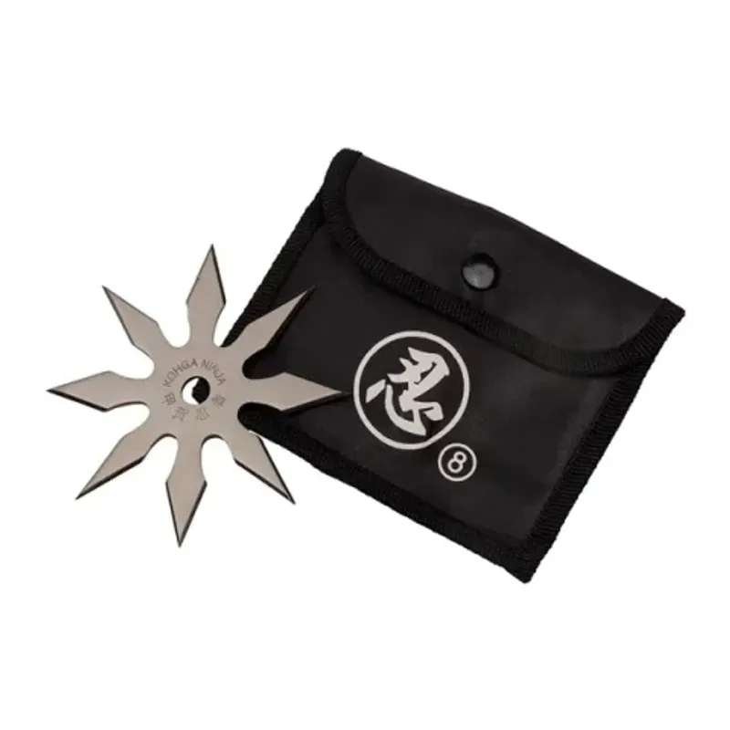 Sport si Outdoor - Sporturi de contact - Produse autoaparare - Set doua stele de aruncat DEPOX®, 8 colturi, metalic, negru/argintiu, 10 cm - Infinity.ro