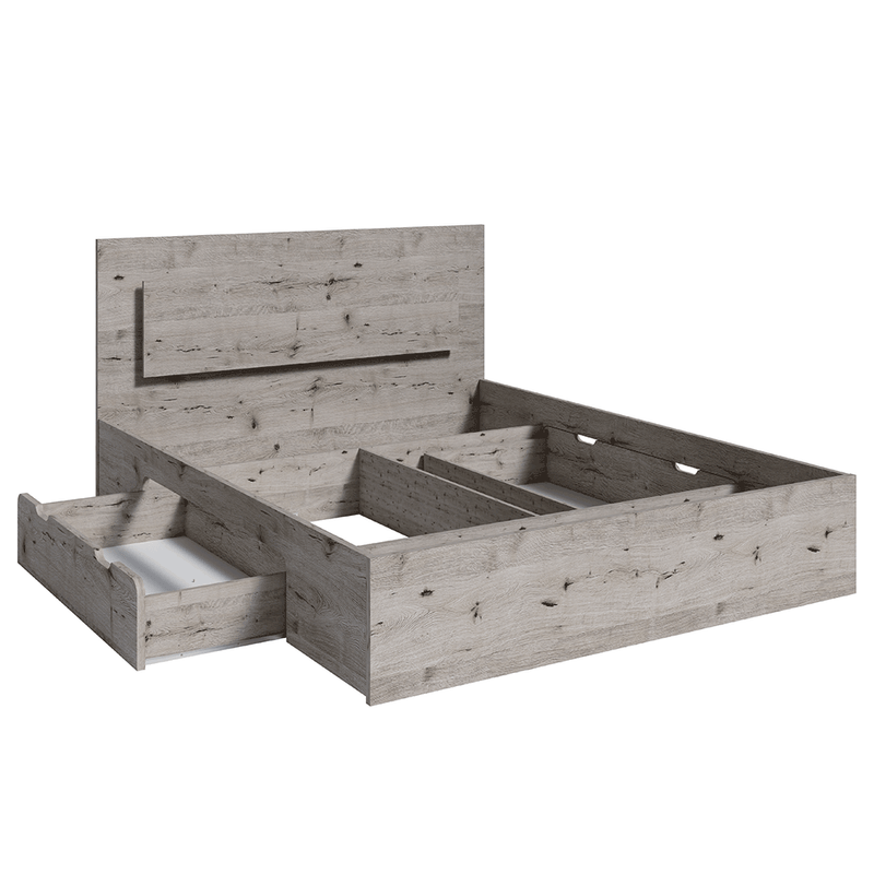 Casa si Gradina - Mobilier - Paturi si accesorii - Paturi - Pat 160x200, cu iluminare LED din spate, stejar welington, TOGOS - Infinity.ro