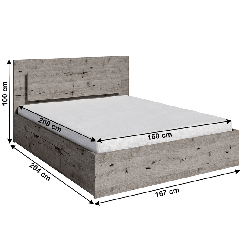 Casa si Gradina - Mobilier - Paturi si accesorii - Paturi - Pat 160x200, cu iluminare LED din spate, stejar welington, TOGOS - Infinity.ro