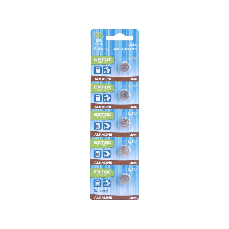 Casa si Gradina - Electrice - Accesorii electrice - Baterii, acumulatori si incarcatoare - Baterii alcaline, 5 pcs, 42051, 1,5V, carcasa metalica, LR44 - Infinity.ro