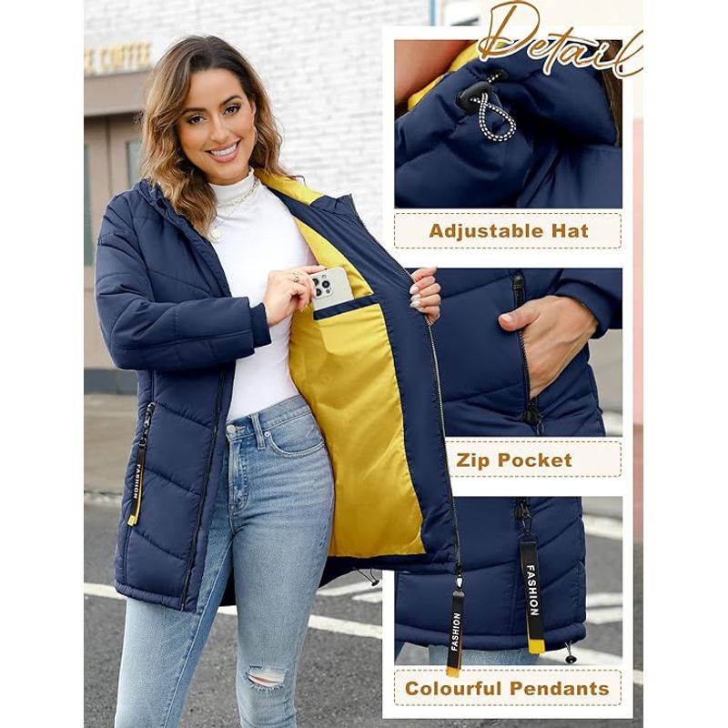 Fashion, accesorii si bijuterii - Femei - Imbracaminte femei - Jachete si geci femei - Geaca albastra de iarna captusita pentru femei, M - Infinity.ro