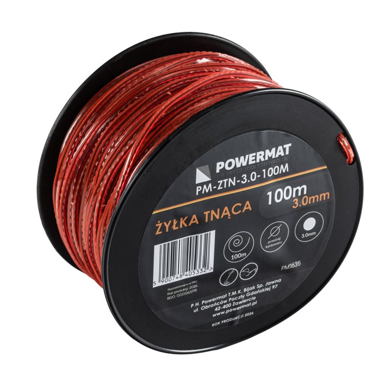 Casa si Gradina - Gradinarit si plante - Utilaje gradina - Consumabile si accesorii utilaje de gradina - Fir taiat motocoasa Powermat 3.0mm 100m Patrat Intarit PM-ZTN-3.0-100M - Infinity.ro