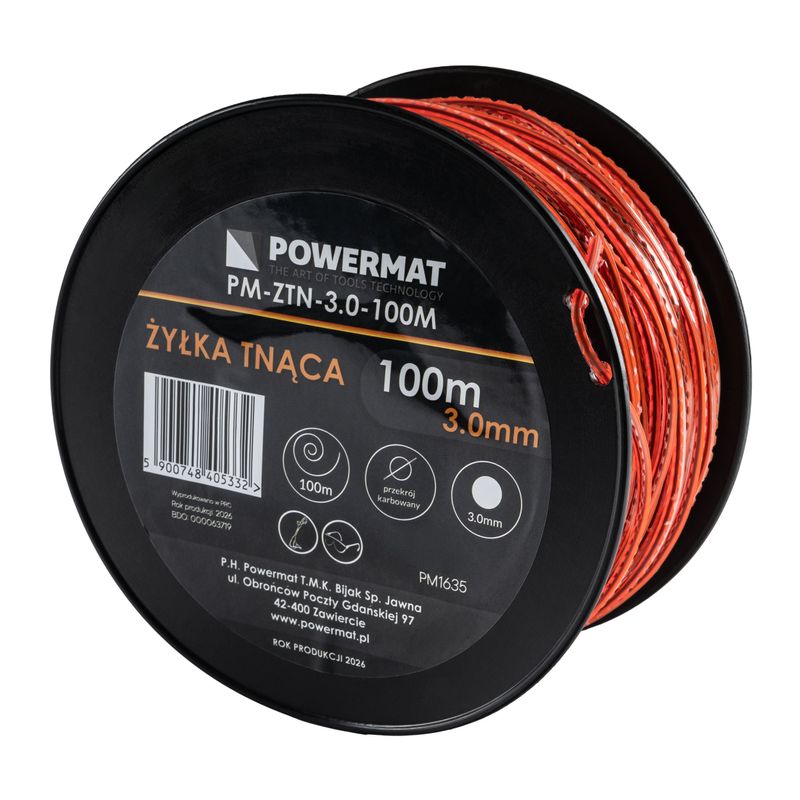 Casa si Gradina - Gradinarit si plante - Utilaje gradina - Consumabile si accesorii utilaje de gradina - Fir taiat motocoasa Powermat 3.0mm 100m Patrat Intarit PM-ZTN-3.0-100M - Infinity.ro