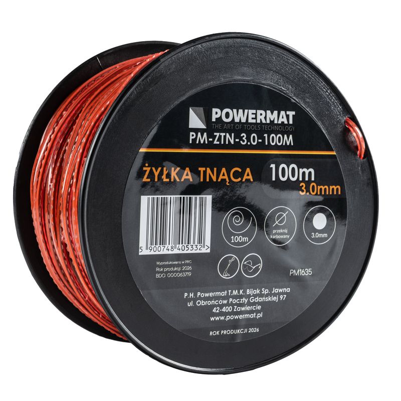 Casa si Gradina - Gradinarit si plante - Utilaje gradina - Consumabile si accesorii utilaje de gradina - Fir taiat motocoasa Powermat 3.0mm 100m Patrat Intarit PM-ZTN-3.0-100M - Infinity.ro