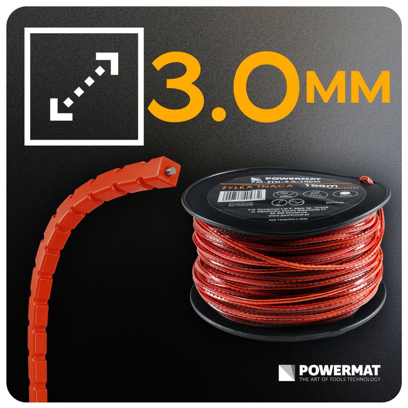 Casa si Gradina - Gradinarit si plante - Utilaje gradina - Consumabile si accesorii utilaje de gradina - Fir taiat motocoasa Powermat 3.0mm 100m Patrat Intarit PM-ZTN-3.0-100M - Infinity.ro