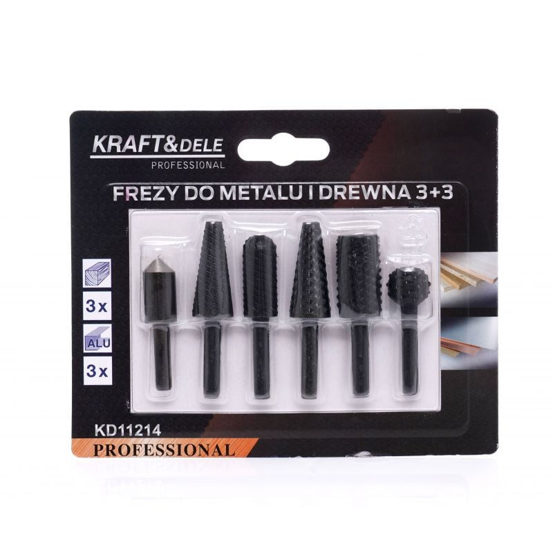 Casa si Gradina - Constructii - Scule electrice si accesorii - Accesorii pentru frezare - Freze pentru metal si lemn, 6 buc, KD11214, Kraft&Dele - Infinity.ro