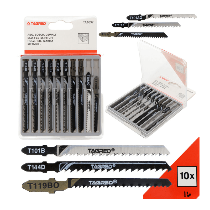 Casa si Gradina - Constructii - Scule electrice si accesorii - Accesorii fierastraie electrice - Set 10 lame diferite utilizari pentru ferastraie tip pendular, Tagred, Ta1037 - Infinity.ro