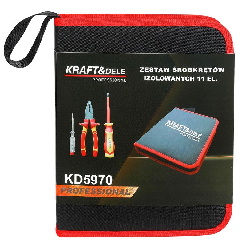 Casa si Gradina - Constructii - Scule de mana si unelte - Surubelnite - Set surubelnite Izolate pentru Electrician KD5970 Kraft&Dele – 11 Piese, VDE 1000V, Clesti si Tester Tensiune - Infinity.ro
