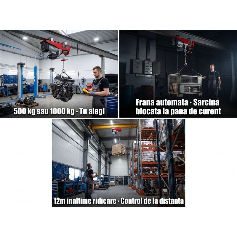 Auto si Moto - Reparatii si depanare - Scule auto - Echipamente de ridicare si sprijin - Troliu electric 230V 1350W 500/1000 kg KD2192, KRAFT&DELE cu Telecomanda - Infinity.ro