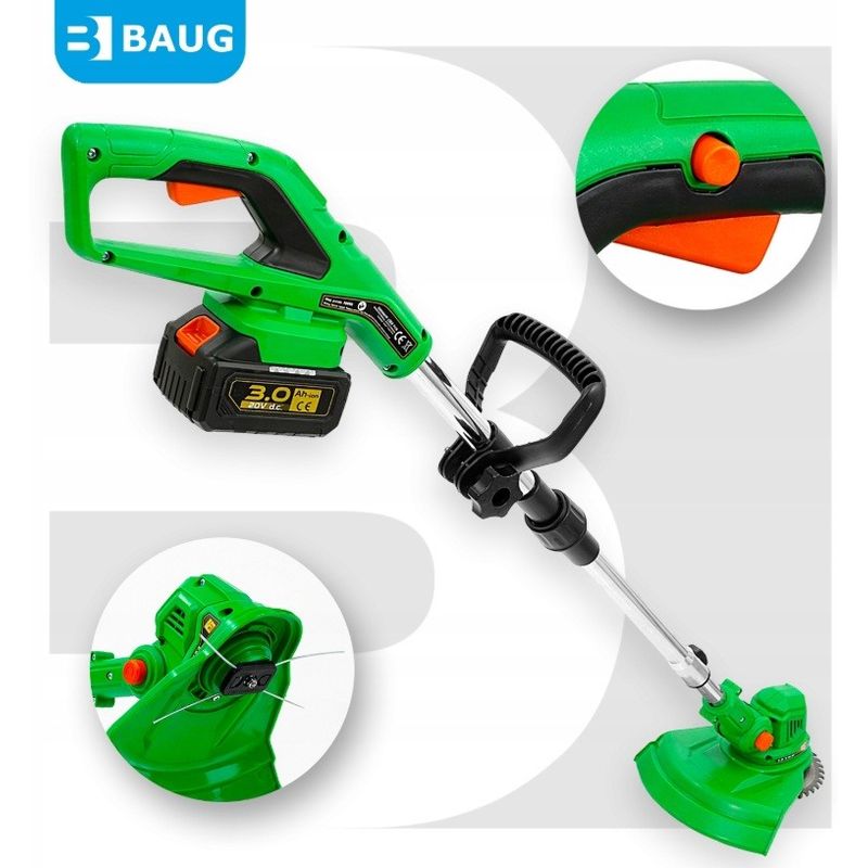 Casa si Gradina - Gradinarit si plante - Utilaje gradina - Coase electrice si motocoase - Trimmer pentru iarba cu baterii, Baug, 2 x 3.0 Ah, B4353 - Infinity.ro