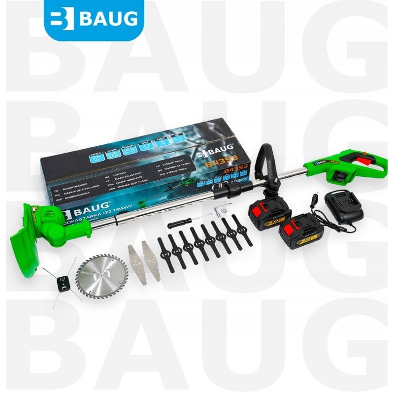 Casa si Gradina - Gradinarit si plante - Utilaje gradina - Coase electrice si motocoase - Trimmer pentru iarba cu baterii, Baug, 2 x 3.0 Ah, B4353 - Infinity.ro