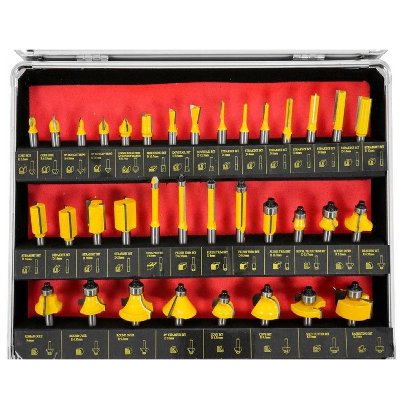 Casa si Gradina - Constructii - Scule electrice si accesorii - Accesorii pentru frezare - Set 35 de freze pentru lemn, Notig Tools, N4600 - Infinity.ro