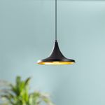 Casa si Gradina - Corpuri si surse de iluminat - Lustre si pendule - Pendul retro, din fier, E27, Stil vintage, materiale premium, Negru/auriu, Metal, dimensiuni 20x36cm, cablu 100cm - Infinity.ro