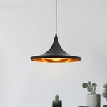 Casa si Gradina - Corpuri si surse de iluminat - Lustre si pendule - Pendul retro, din fier, E27, Stil vintage, materiale premium, Negru/auriu, Metal, dimensiuni 20x36cm, cablu 100cm - Infinity.ro