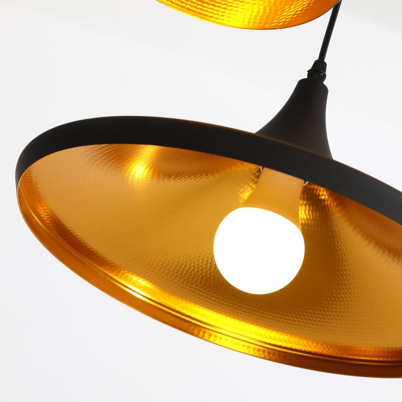 Casa si Gradina - Corpuri si surse de iluminat - Lustre si pendule - Pendul retro, din fier, E27, Stil vintage, materiale premium, Negru/auriu, Metal, dimensiuni 20x36cm, cablu 100cm - Infinity.ro