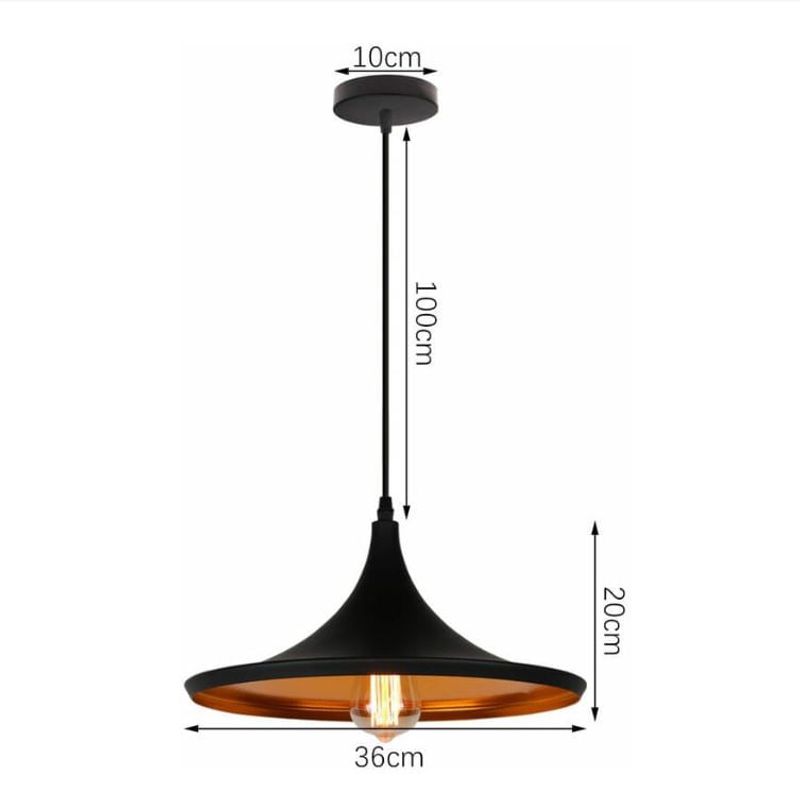 Casa si Gradina - Corpuri si surse de iluminat - Lustre si pendule - Pendul retro, din fier, E27, Stil vintage, materiale premium, Negru/auriu, Metal, dimensiuni 20x36cm, cablu 100cm - Infinity.ro