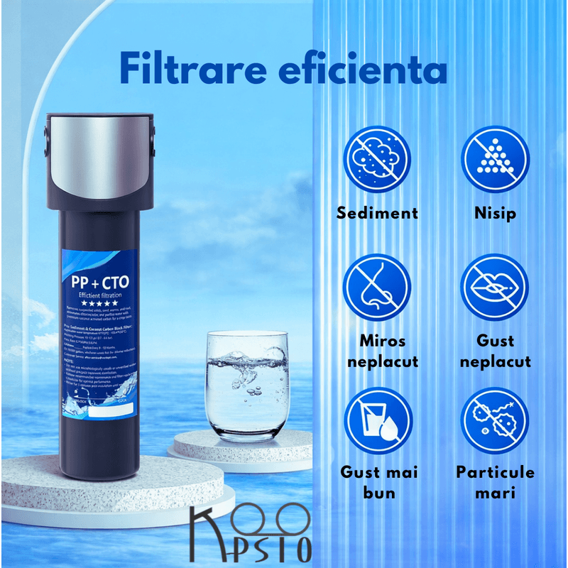 Casa si Gradina - Sanitare - Instalatii hidro - Sisteme filtrare instalatii - Filtru de apa Koopsio Q1, Sistem de filtrare sub chiuveta, carbon activ - Infinity.ro