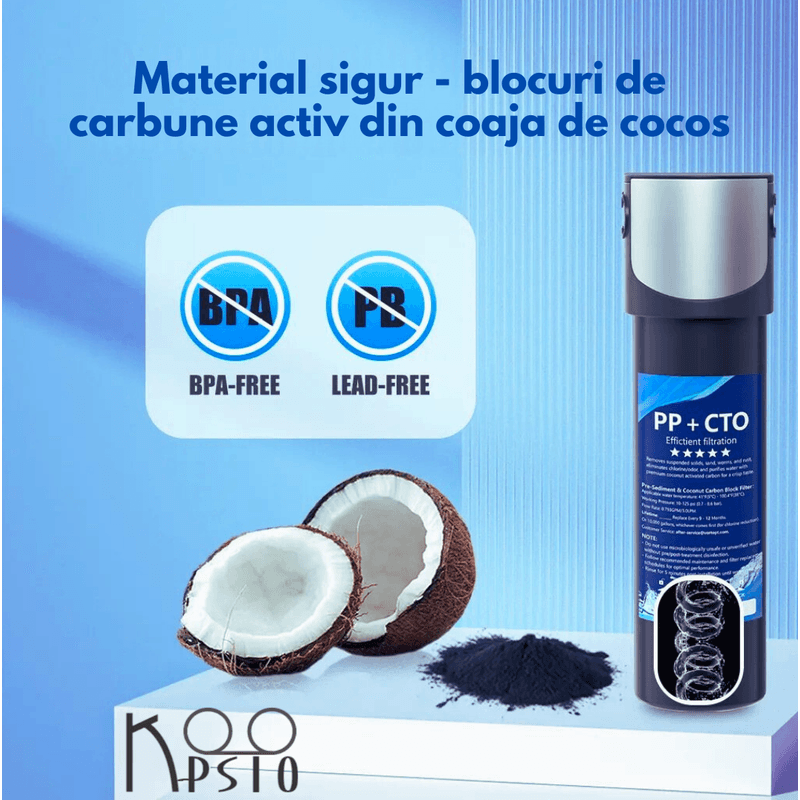 Casa si Gradina - Sanitare - Instalatii hidro - Sisteme filtrare instalatii - Filtru de apa Koopsio Q1, Sistem de filtrare sub chiuveta, carbon activ - Infinity.ro