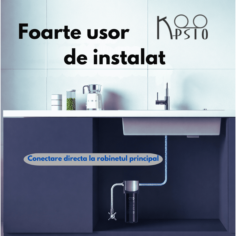 Casa si Gradina - Sanitare - Instalatii hidro - Sisteme filtrare instalatii - Filtru de apa Koopsio Q1, Sistem de filtrare sub chiuveta, carbon activ - Infinity.ro