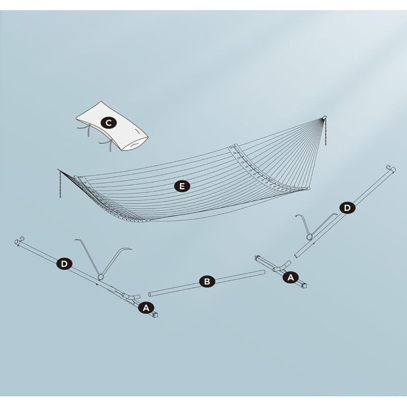 Casa si Gradina - Gradina si terasa - Balansoare si hamace - Balansoare - Hamac cu suport metalic, cu suprafata captusita, reglabil, include perna, 200 kg, 300x120x110 cm, albastru - Infinity.ro