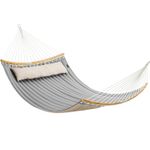 Casa si Gradina - Gradina si terasa - Balansoare si hamace - Balansoare - Hamac dublu cu bare curbate din bambus, perna inclusa, maxim 225 kg, 200x140 cm, gri - Infinity.ro