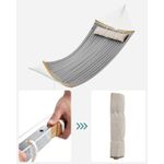 Casa si Gradina - Gradina si terasa - Balansoare si hamace - Balansoare - Hamac dublu cu bare curbate din bambus, perna inclusa, maxim 225 kg, 200x140 cm, gri - Infinity.ro