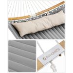 Casa si Gradina - Gradina si terasa - Balansoare si hamace - Balansoare - Hamac dublu cu bare curbate din bambus, perna inclusa, maxim 225 kg, 200x140 cm, gri - Infinity.ro