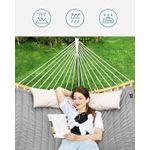 Casa si Gradina - Gradina si terasa - Balansoare si hamace - Balansoare - Hamac dublu cu bare curbate din bambus, perna inclusa, maxim 225 kg, 200x140 cm, gri - Infinity.ro
