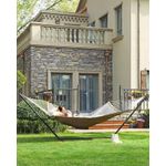 Casa si Gradina - Gradina si terasa - Balansoare si hamace - Balansoare - Hamac dublu cu bare curbate din bambus, perna inclusa, maxim 225 kg, 200x140 cm, gri - Infinity.ro