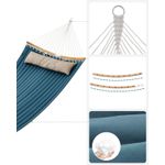 Casa si Gradina - Gradina si terasa - Balansoare si hamace - Balansoare - Hamac dublu cu bare curbate din bambus, perna inclusa, maxim 225 kg, 200x140 cm, albastru - Infinity.ro
