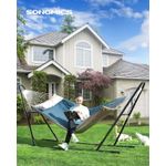 Casa si Gradina - Gradina si terasa - Balansoare si hamace - Balansoare - Hamac dublu cu bare curbate din bambus, perna inclusa, maxim 225 kg, 200x140 cm, albastru - Infinity.ro