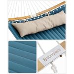 Casa si Gradina - Gradina si terasa - Balansoare si hamace - Balansoare - Hamac dublu cu bare curbate din bambus, perna inclusa, maxim 225 kg, 200x140 cm, albastru - Infinity.ro