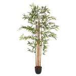 Casa si Gradina - Decoratiuni - Obiecte decorative - Plante artificiale - Planta artificiala bambus cu ghiveci, frunzis bogat poliester, aspect natural, fara intretinere, 105x98x185 cm, verde - Infinity.ro