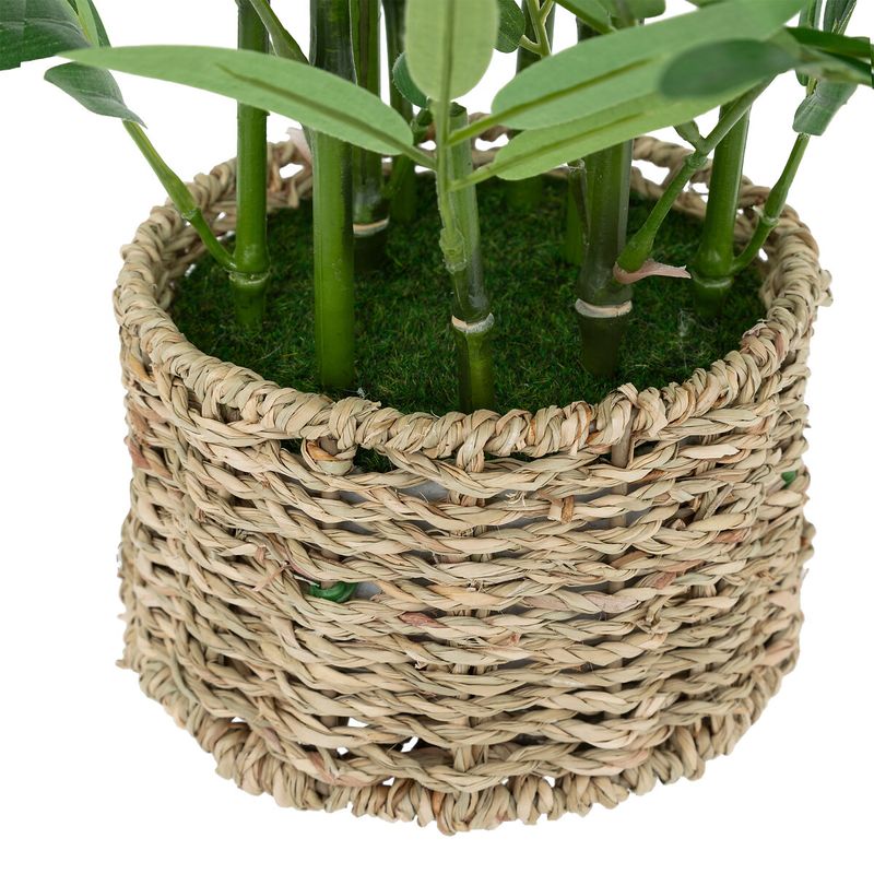 Casa si Gradina - Decoratiuni - Obiecte decorative - Plante artificiale - Planta artificiala bambus cu ghiveci natural, fara intretinere, ideala birou sau raft, 32x32x46 cm, verde - Infinity.ro