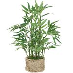 Casa si Gradina - Decoratiuni - Obiecte decorative - Plante artificiale - Planta artificiala bambus cu ghiveci natural, fara intretinere, ideala birou sau raft, 32x32x46 cm, verde - Infinity.ro