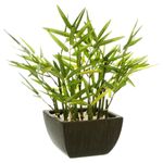 Casa si Gradina - Decoratiuni - Obiecte decorative - Plante artificiale - Planta artificiala bambus cu ghiveci, poliester si teracota, fara intretinere, 36x35x36 cm, verde - Infinity.ro