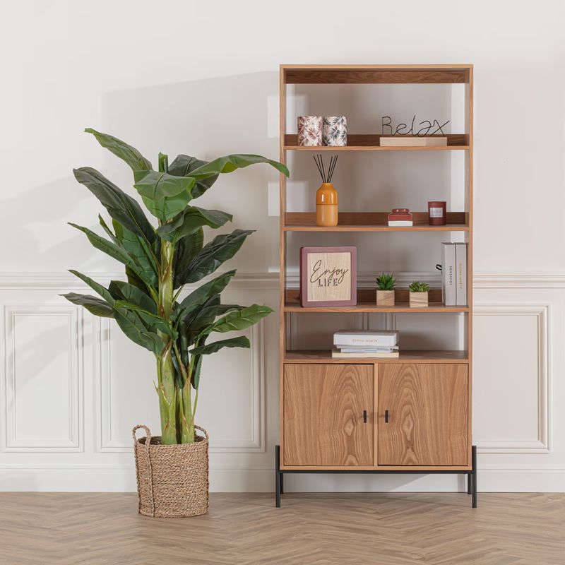 Casa si Gradina - Decoratiuni - Obiecte decorative - Plante artificiale - Planta artificiala bananier cu ghiveci, frunze EVA/PE bogate, aspect tropical exotic, fara intretinere, 116x116x168 - Infinity.ro