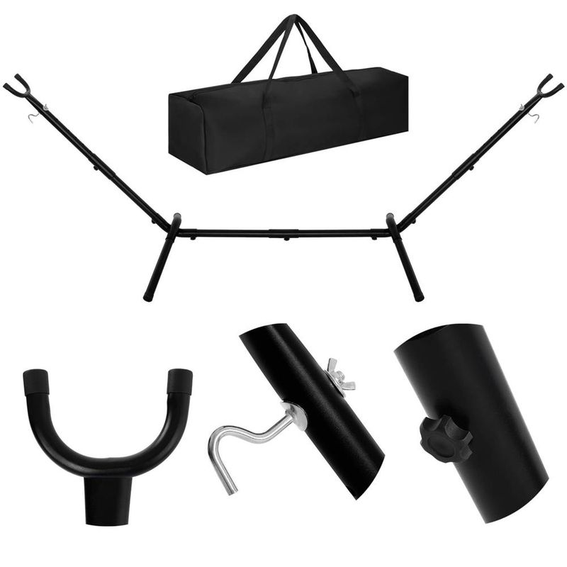 Casa si Gradina - Gradina si terasa - Balansoare si hamace - Balansoare - Suport hamac din metal cu husa transport, reglabil pe inaltime si lungime, 270x99x95 cm, negru - Infinity.ro