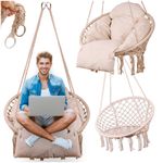 Casa si Gradina - Gradina si terasa - Balansoare si hamace - Balansoare - Scaun rotund tip leagan suspendat cu perna Confort Plus, casa sau gradina, ecru - Infinity.ro