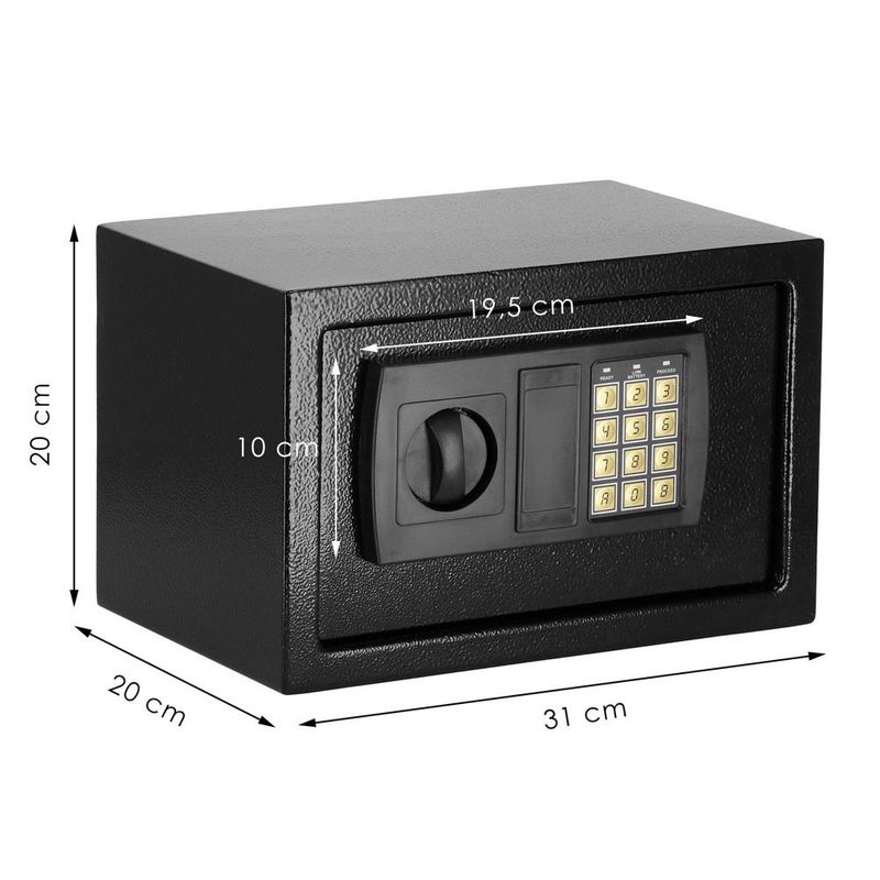Casa si Gradina - Constructii - Depozitare, transport si protectie - Seifuri si casete de valori - Seif electronic standard cu cifru si cheie, 200x310x200 mm, Otel, Negru - Infinity.ro