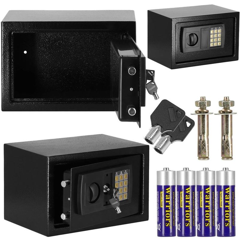 Casa si Gradina - Constructii - Depozitare, transport si protectie - Seifuri si casete de valori - Seif electronic standard cu cifru si cheie, 200x310x200 mm, Otel, Negru - Infinity.ro