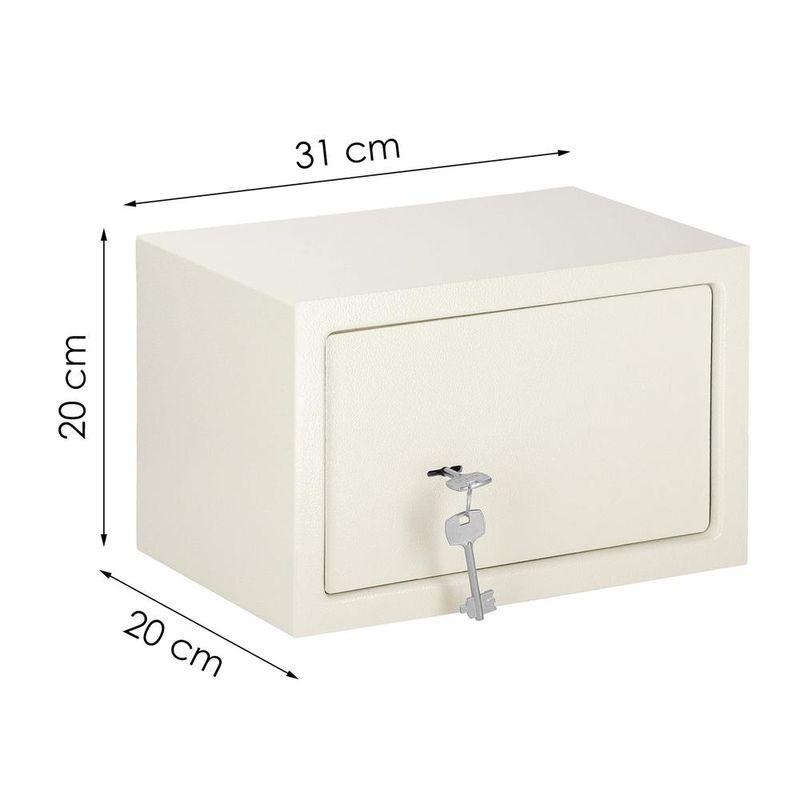 Casa si Gradina - Constructii - Depozitare, transport si protectie - Seifuri si casete de valori - Seif standard cu cheie otel 2 chei incluse dibluri montare, 200x310x200 mm, rezistent, bej - Infinity.ro