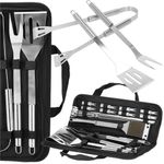 Casa si Gradina - Gradina si terasa - Gratare si accesorii - Gratare de gradina - Set accesorii gratar inox 20 piese cu furculita spatula cleste perie, rezistente la caldura, husa transport inclusa - Infinity.ro