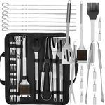 Casa si Gradina - Gradina si terasa - Gratare si accesorii - Gratare de gradina - Set accesorii gratar inox 20 piese cu furculita spatula cleste perie, rezistente la caldura, husa transport inclusa - Infinity.ro