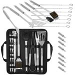 Casa si Gradina - Gradina si terasa - Gratare si accesorii - Gratare de gradina - Set accesorii gratar inox 20 piese cu furculita spatula cleste perie, rezistente la caldura, husa transport inclusa - Infinity.ro