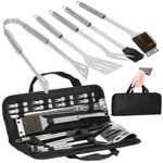Casa si Gradina - Gradina si terasa - Gratare si accesorii - Gratare de gradina - Set accesorii gratar inox 20 piese cu furculita spatula cleste perie, rezistente la caldura, husa transport inclusa - Infinity.ro