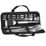 Casa si Gradina - Gradina si terasa - Gratare si accesorii - Gratare de gradina - Set accesorii gratar inox 20 piese cu furculita spatula cleste perie, rezistente la caldura, husa transport inclusa - Infinity.ro