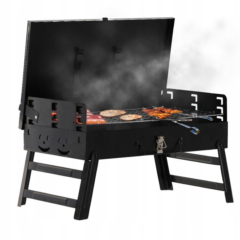 Casa si Gradina - Gradina si terasa - Gratare si accesorii - Gratare de gradina - Gratar portabil pliabil tip valiza pentru camping, cu accesorii de gratar incluse, 45x30x30 cm - Infinity.ro