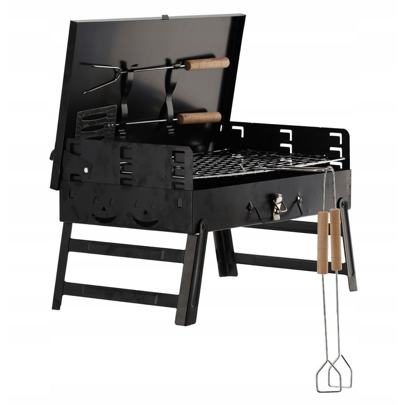 Casa si Gradina - Gradina si terasa - Gratare si accesorii - Gratare de gradina - Gratar portabil pliabil tip valiza pentru camping, cu accesorii de gratar incluse, 45x30x30 cm - Infinity.ro